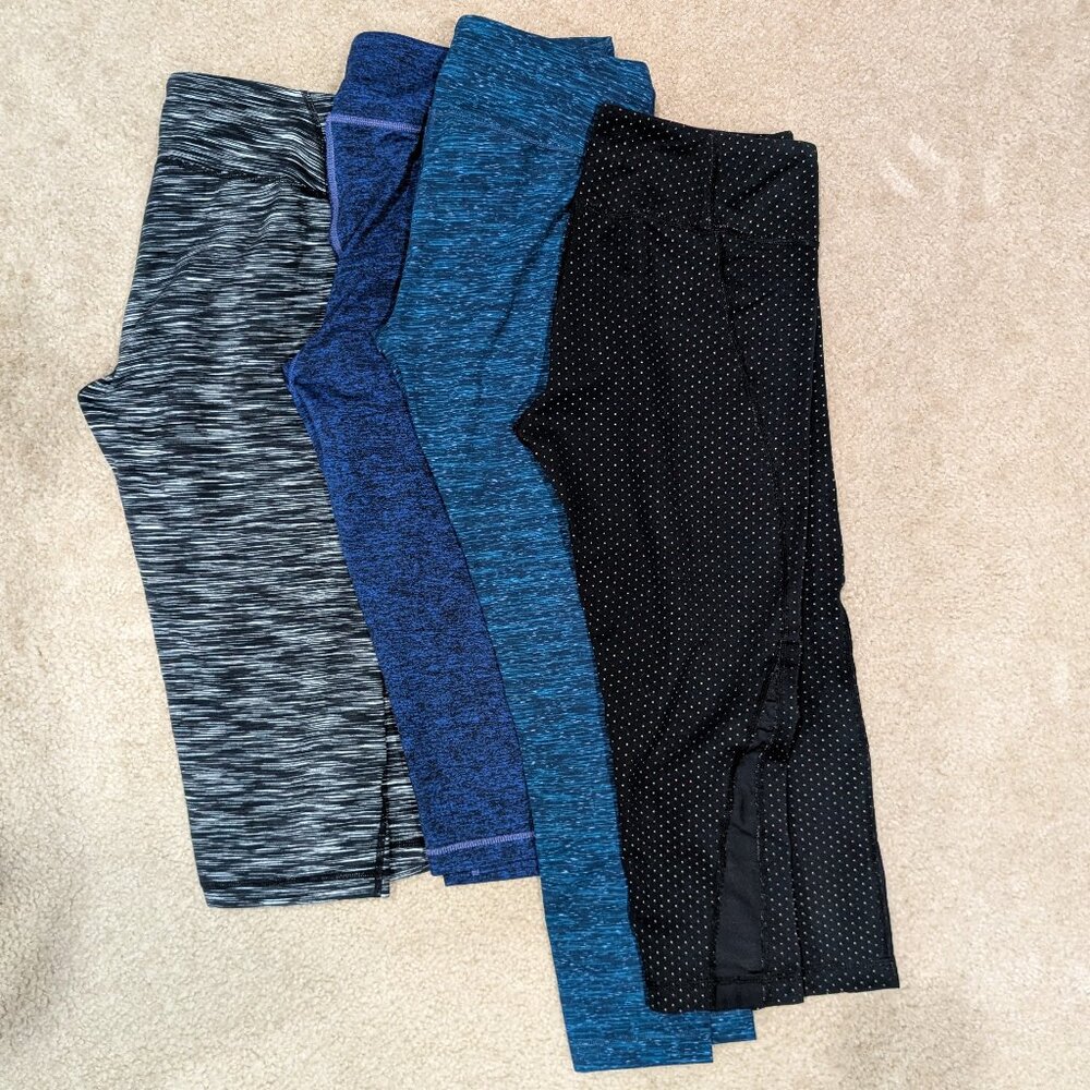 4x leggings/capris, S, 2 black/2 blue